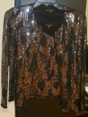 MARINA Formal blouse and jacket with purple beads set Size M - Изображение 1 из 4