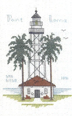 HILITE DESIGNS Cross Stitch Kit ~ Historic Lighthouse Point Loma Light, CA #HD284 SALE!