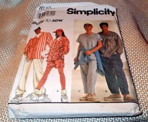 SIMPLICITY PATTERN 8749 ~ SHIRT PANTS SHORTS  ~ MEN MISSES TEENS ~ SIZES XS S M - Picture 1 of 1