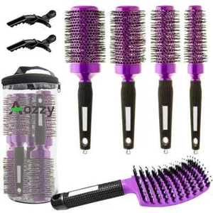 5pcs Blow-Drying Round Hair Brush Set - Ceramic Boar Bristle Brush for Women ... - Picture 1 of 9
