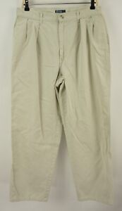 Vintage Polo Ralph Lauren USA Men's 32 x 30 Khaki Preppy Pleated Chino Pants
