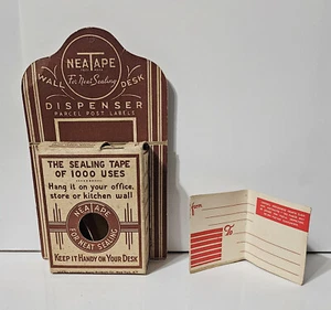 Vintage Neatape Dichtband Box Spender mit 12 Original Paket Post Etiketten - Bild 1 von 6