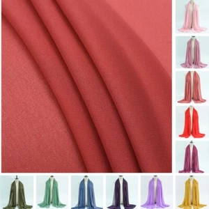 Bufanda De Chifón Para Mujeres De Color Sólido Pañuelo De Cabeza Turban Hijabs - Picture 1 of 97