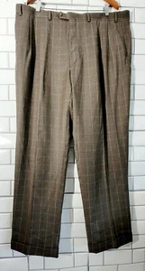 Lauren Ralph Lauren Green Label Mens 100% Wool Heathered Brown Cream Windowpane - Picture 1 of 4