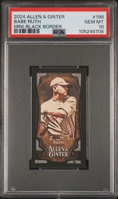 2024 TOPPS ALLEN & GINTER BABE RUTH MINI-BLACK BORDER #198 PSA 10 GEM MINT - Image 1 of 2