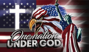 One Nation Under God Flag or Banner 3'x5' Eagle, Cross, Statue of Liberty #31 - Picture 1 of 1