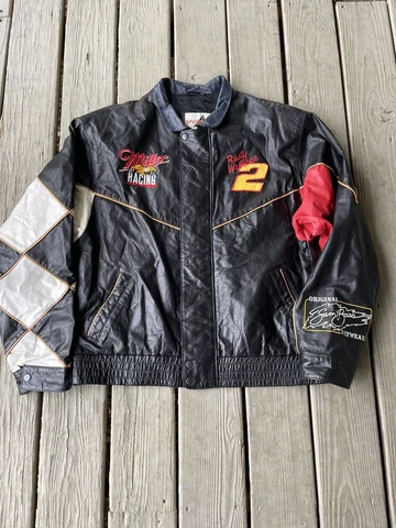 Rusty Wallace #2 Sam Bass Miller Racing Leather Race Jacket Extra Large NASCAR Cover