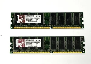 1GB - 2 x Kingston KVR400X64C3A/512 9905193 RAM 512MB PC3200 DDR3 ECC 184P CL3 - Picture 1 of 1