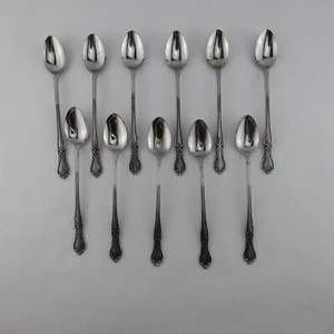 CREON Stainless Steel Satin Handle Japan Fan Tip Silverware Ice Tea Spoons 11pc - Picture 1 of 6