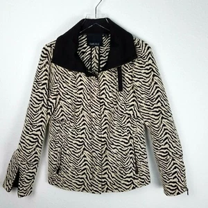 Carlisle Zebramuster Jacke Größe 12 braun hellbraun durchgehender Reißverschluss Taschen und Manschetten Damen - Bild 1 von 10
