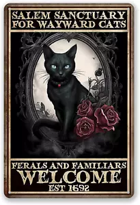 Gothic Black Cat Wall Decor - Vintage Witchcraft Metal Art, Home Wall Decoration - Picture 1 of 12