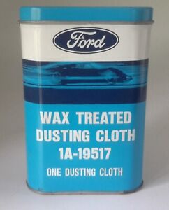 Vintage Ford GT40 graphics Wax Treated Dusting Cloth 1A-19517 tin can w/ CLOTH !