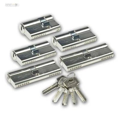 WORLD-TRADING-NET 3/5 Schließzylinder gleichschließend 5 Schlüssel Zylinderschloss Profil-Zylinder