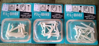 Metal Masonite Peg Board Medium Straight Hooks 3 pks New Vintage Stock 7 each - Image 1 of 3