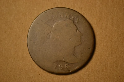 1796 Flowing Hair Large Cent- AG/G obverse.  Poor Reverse.  S-91.  Wide Date. - Image 1 of 4