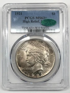 1921 P High Relief Peace Silber Dollar PCGS MS-63+ plus CAC - Bild 1 von 3