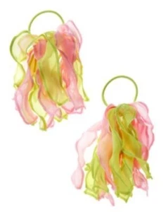 GYMBOREE BUTTERFLY BLOSSOMS PINK & GREEN ORGANZA PONYTAIL HOLDER 2-ct NWT - Picture 1 of 1