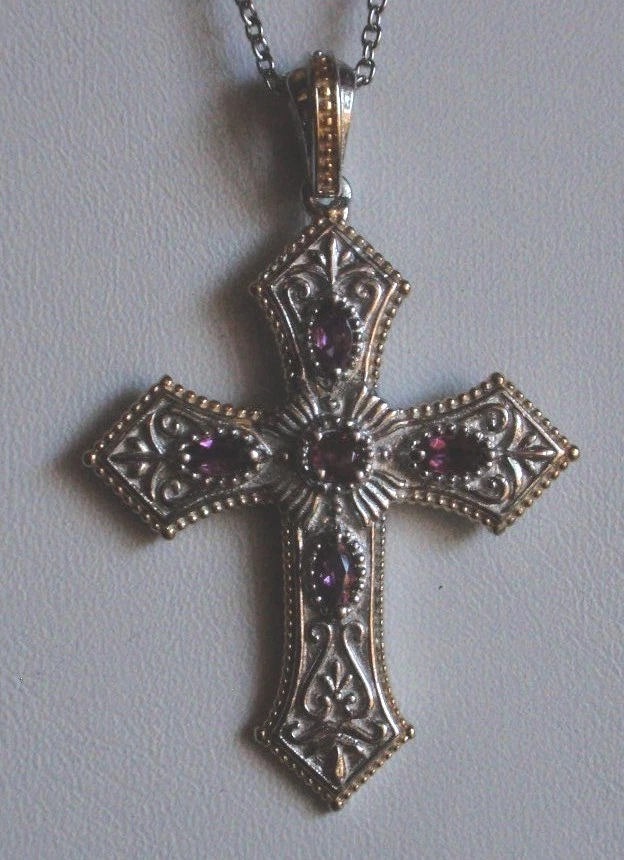 Colgante Cruz - Granate con Cadena Acero Inoxidable Foto 1 de 1