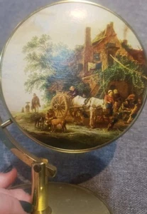 Vintage Tabletop Mirror Folds Renaissance scene guilloche base West Germany - Picture 1 of 10