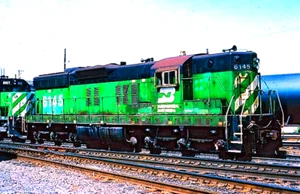 ORIGINAL KODACHROME SLIDE BURLINGTON NORTHERN SD-9 #6145 APRIL 25, 1992 - Picture 1 of 1