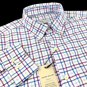 Peter Millar Performance Cotton Stretch Gingham Plaid Sport Shirt XL $160 - Picture 1 of 11