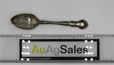 De colección Wallace DesMoines Iowa State Capitol ~ Cuchara de recuerdo de plata esterlina   Foto 1 de 4