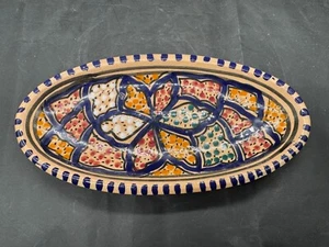 VINTAGE MOROCCAN STUIO POTTERY SERVING DISH BOWL - Picture 1 of 7