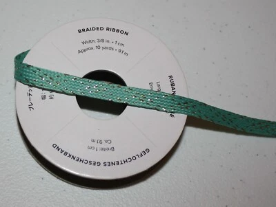Stampin Up Retired JUST JADE & GOLD BRAIDED RIBBON 10 yards 3/8" NEW RARE - Image 1 of 2