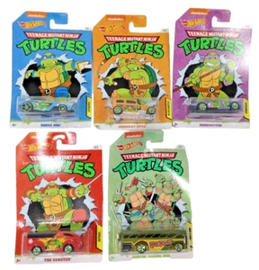 2018 Hot Wheels Nickelodeon Teenage Mutant Ninja Turtles 5 Car Complete Set - Picture 1 of 11