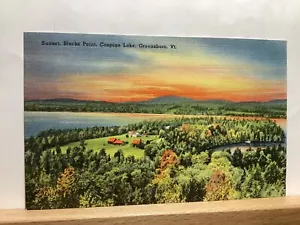 Sunset at Blacks Point on the Caspian Lake: Greensboro, VT - Vintage Postcard - Picture 1 of 3