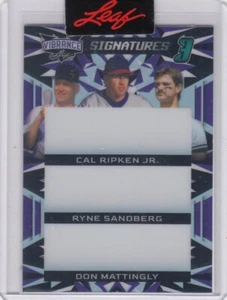 2023 Cal Ripken Don Mattently Sandberg Leaf Vibrance PRE PRODUZIONE PROOF 1/1 - Foto 1 di 1