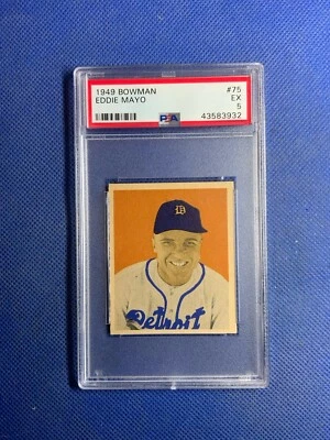 1949 Bowman #75 Eddie Mayo Detroit Tigers PSA 5 EX - Image 1 of 2