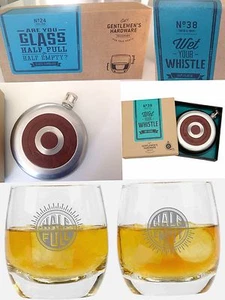 U GET BOTH NEW IN BOXES GENTLEMENS HARDWARE WHISKEY GLASSES & HIP FLASK RRP $100 - Bild 1 von 12