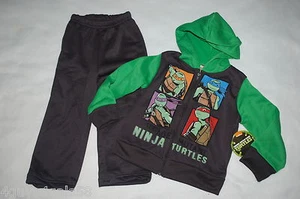 Boys TEENAGE MUTANT NINJA TURTLES SWEAT JACKET Hooded GREEN DK GRAY Pants SIZE 4 - Picture 1 of 2