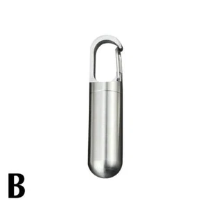 Stainless Steel Pill Bottle Box Waterproof Medicine Storage Container Keyring AU - Picture 1 of 15