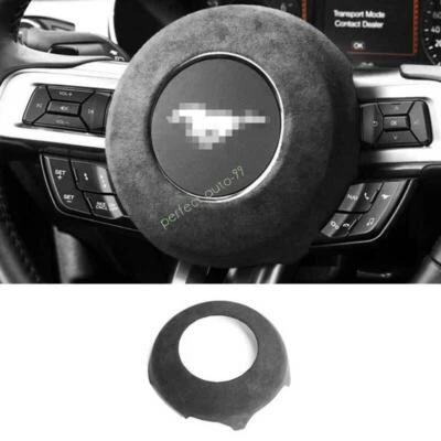 Para Ford Mustang 2015-2023 Volante Alcantara Negro Bocina Botón Anillo Borde Foto 1 de 3