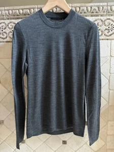 NWT Helmut Lang Men's Charcoal Grey Heather Wool Jersey Long Sleeve T-Shirt XS - Picture 1 of 9