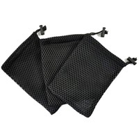 3 Pcs Portable Nylon Mesh Drawstring Pouch Usable Make Up Sundries Bags -Black