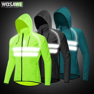 WOSAWE Ciclismo Chubasquero Hombre Capucha Impermeable Chaqueta Bicicleta Chaquetas Hi-Viz - Imagen 1 de 16