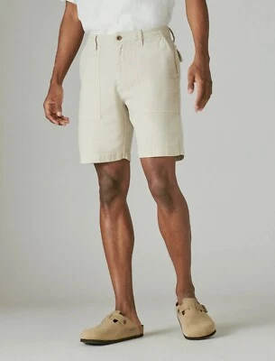 LUCKY BRAND MEN Slub Twill Surplus 8" Drawstring Utility Pockets Short 38 Moon - Image 1 of 4