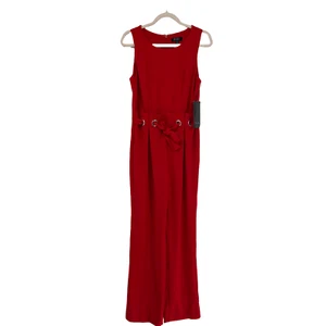 NWT Spence Women Red Grommet Belted Jumpsuit Size 8 - Picture 1 of 7