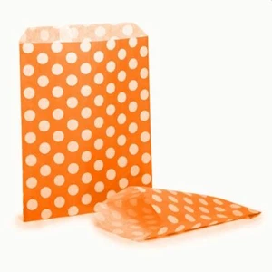 Orange Polka Dot Paper Bags 5" x 7" / 13 x 18cm Or 7" x 9" / 18 x 23cm - Picture 1 of 1