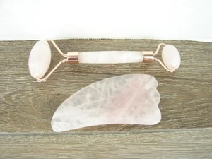 Juego de herramientas Deciniee de rodillos de jade y Gua Sha - rodillo de cuarzo rosa antienvejecimiento - Imagen 1 de 10