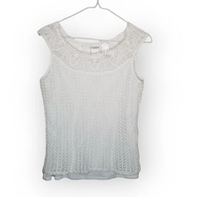 Blusa Top Mujer Vintage Y2K Blanco Crochet Correa Hombro Ancho Talla Grande Foto 1 de 3
