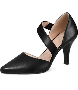 Mysoft Womens Pointed Toe Low Stiletto Heel Dress Pumps Shoes Black Size 10 - Picture 1 of 12