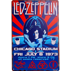 Led Zeppelin Vintage Concert Metal Sign 70s Retro Rock & Roll Tin Sign 12x8
