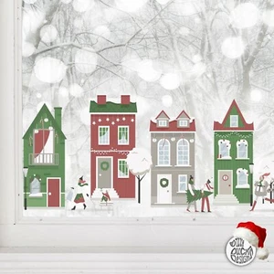 Adesivo finestra villaggio di Natale Dizzy Duck - decalcomanie finestra strada città inverno - Foto 1 di 9