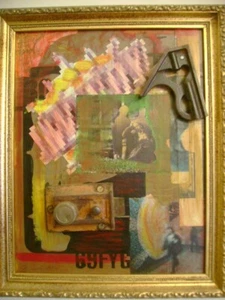 Contemporary European Signed COLLAGE ASSEMBLAGE Found Objects Framed #1 - Picture 1 of 1