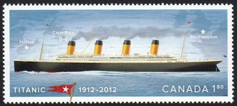 TITANIC = Tragic = FLAG, MAP stamp from Souvenir Sheet Canada 2012 #2535i MNH Cover