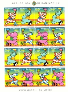 2000 Minifoglio San Marino Olimpiadi Fumetti Altan MNH Integro - Foto 1 di 1